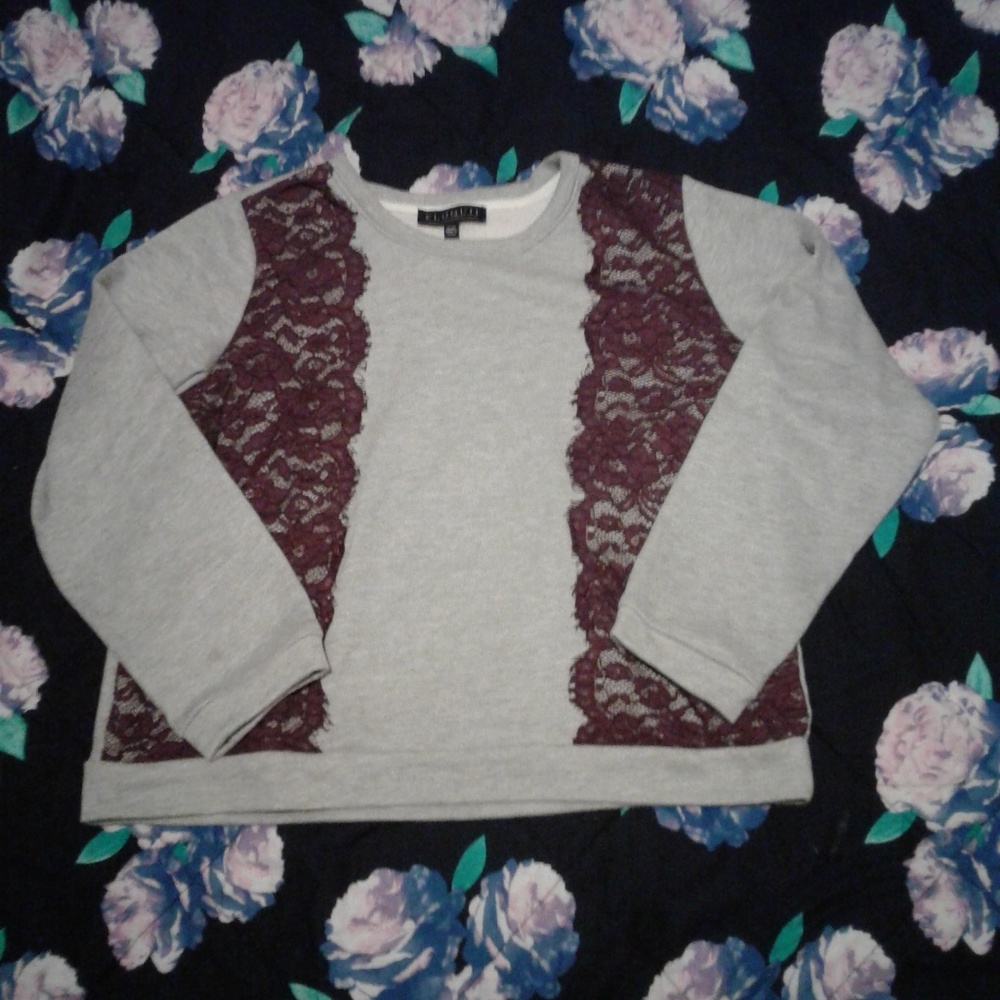 Eloquii Lace Accented  Pullover Sweater